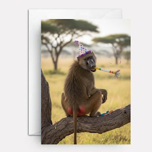 Monkey birthday card for adults, silly bday card - Baboon Booty