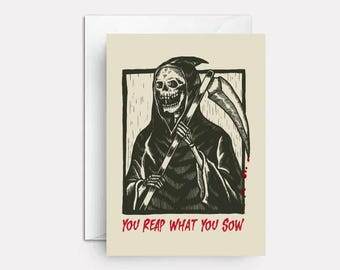 Grim Reaper Halloween Card: Spooky Creepy Greetings