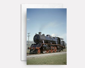 Vintage Locomotive Birthday Card: Train Lover bday greeting - Locomotive