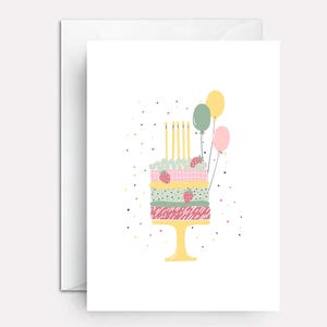 Birthday cake card - birthday cake birthday card - birthday cards for friends - stepdaughter birthday card - birthday card for niece - Torte