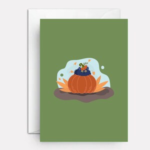 Cute halloween card | cat halloween card | unique halloween cards | cards for halloween | personalized Halloween cards | Out of the Pumpkin