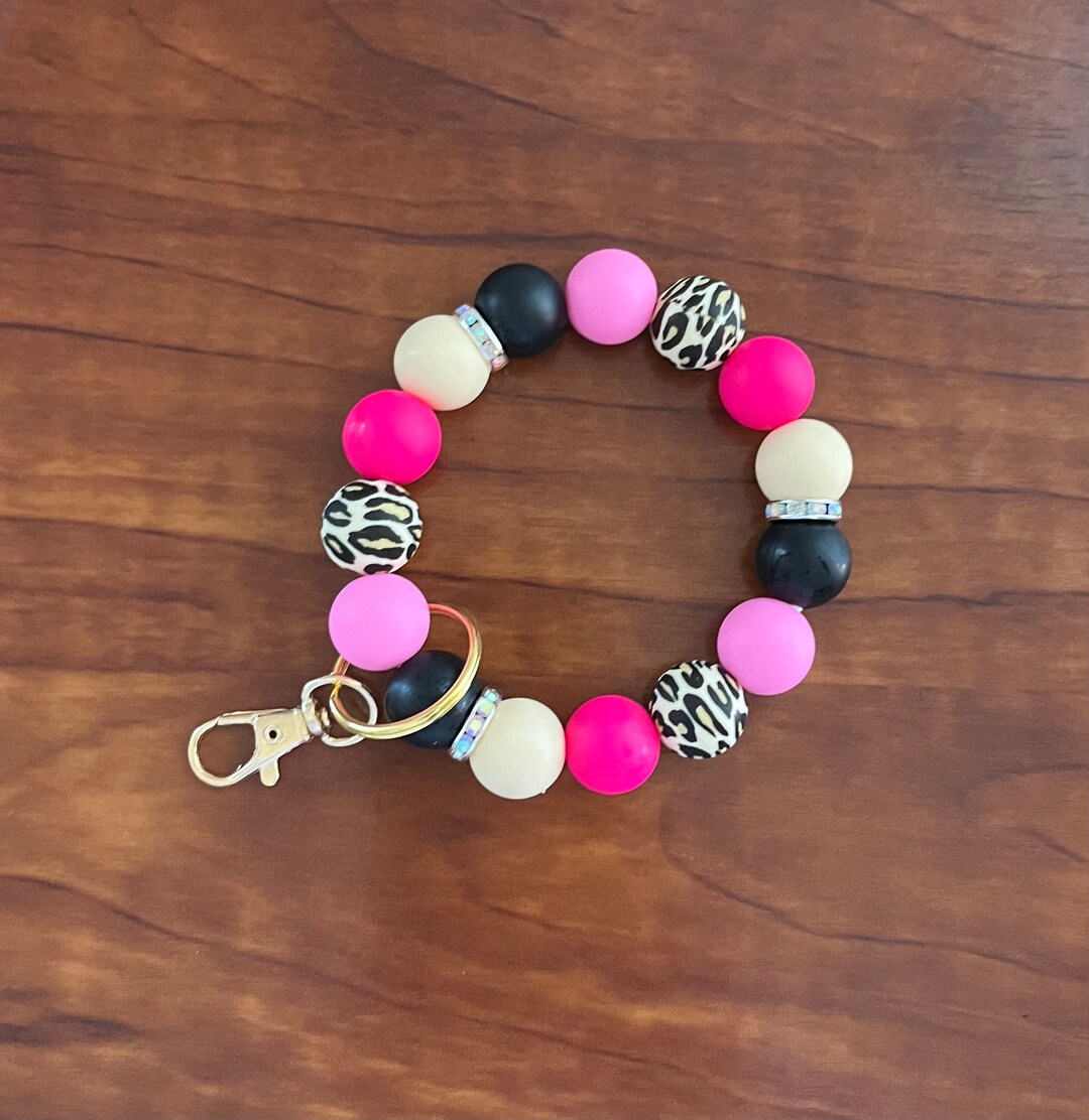 Silicone Bead Wristlet Keychain Customized Wristlet Keychain Etsy