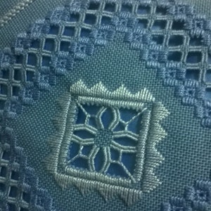 Blue embroidered pillow image 4