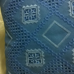 Blue embroidered pillow image 3