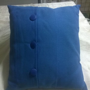 Blue embroidered pillow image 2