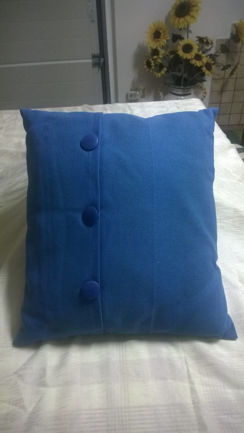 Blue embroidered pillow image 2