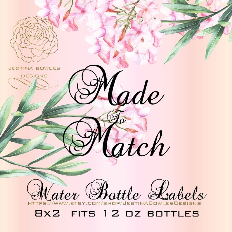 8x2 labels on 8.5x11 # M2MWBL-np printable,party favors Made2Match,non-exclusive Personal Use Only 5 On Demand Water bottle labels