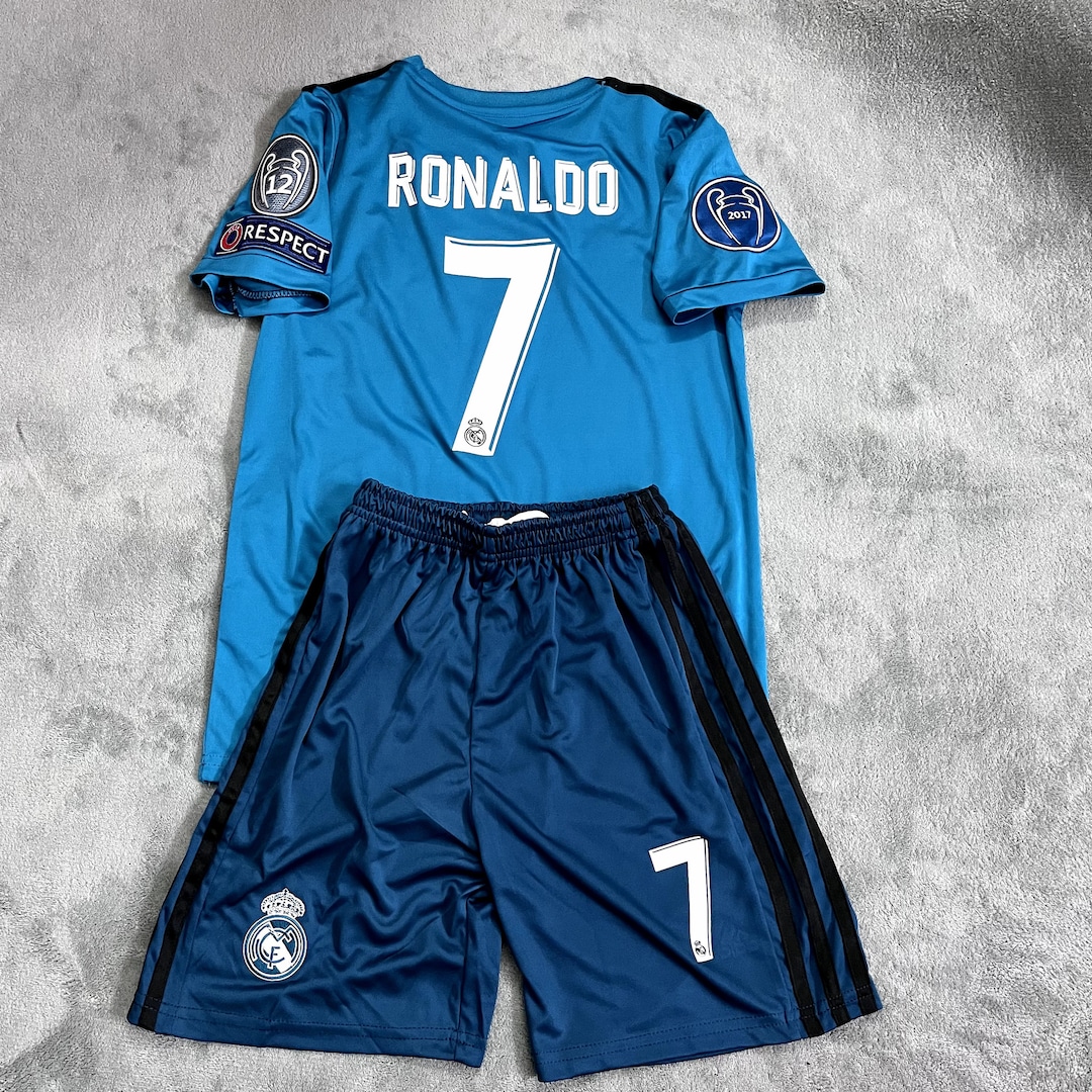 Cristiano Ronaldo No. 7 Football Uniform 2017-2018 Real Madrid Blue ...