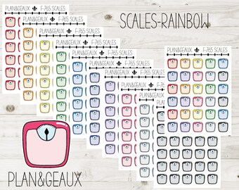 Scales Planner Stickers, Rainbow Weight Scales Stickers, Weight Loss Stickers, Rainbow Color Bullet Journal, Planner Stickers, FUN-765