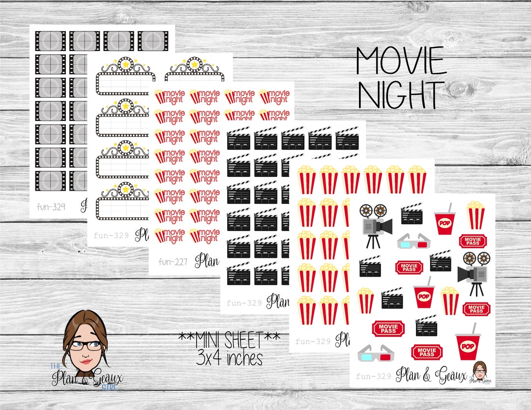 Movie Night Planner Stickers Movie Planner Sticker Movies - Etsy