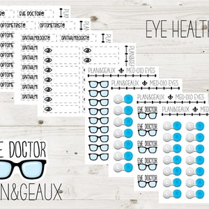 Eye Health Medical Planner Stickers, Eye Doctor, Glasses, Contact Lenses Stickers, Personal Planner, Bullet Journal, MED-010