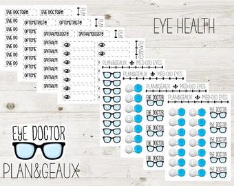 Eye Health Medical Planner Stickers, Eye Doctor, Glasses, Contact Lenses Stickers, Personal Planner, Bullet Journal, MED-010