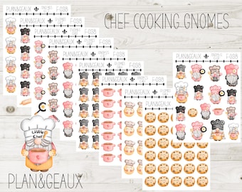 Chef Gnomes Stickers, Gnomes Stickers, Cooking Gnome Stickers, Cooking Planner Stickers, FUN-038