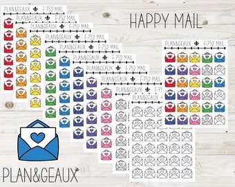 Happy Mail Planner Stickers, Mail Stickers, Rainbow Happy Mail Stickers, Rainbow Colors Bullet Journal, Planner Stickers, FUN-752