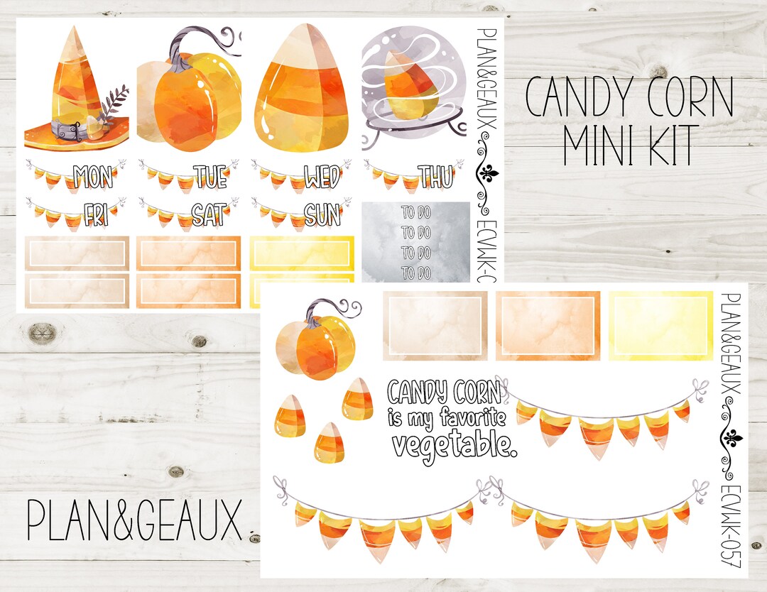Candy Corn MINI Weekly Kit Planner Stickers, Halloween Mini Kit Weekly ...