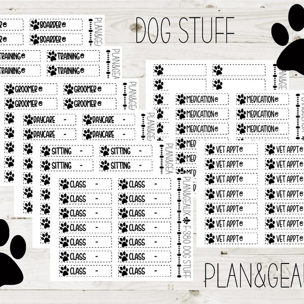Dog Training, Dog Boarding, Dog Sitting, Dog Grooming, Daycare, Class Planner Stickers, Happy Planner Stickers, Bullet Journal, FUN-380