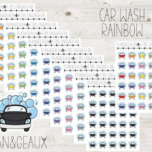 Car Wash Stickers, Wash Car Stickers, Carwash Sticker, Rainbow Colors, Bullet Journal, Planner Stickers, FUN-815
