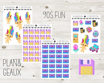 Pegatinas de planificador divertido de los años 90, pegatinas de los años 90, pegatinas de los años 80, pegatinas divertidas retro, pegatinas arco iris, F-078