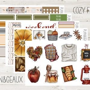 Cozy Fall Weekly Planner Kit, Fall Leaves Weekly Planner Stickers, Autumn Stickers, Fall Fun Stickers,  Erin Condren, ECV-WK 115