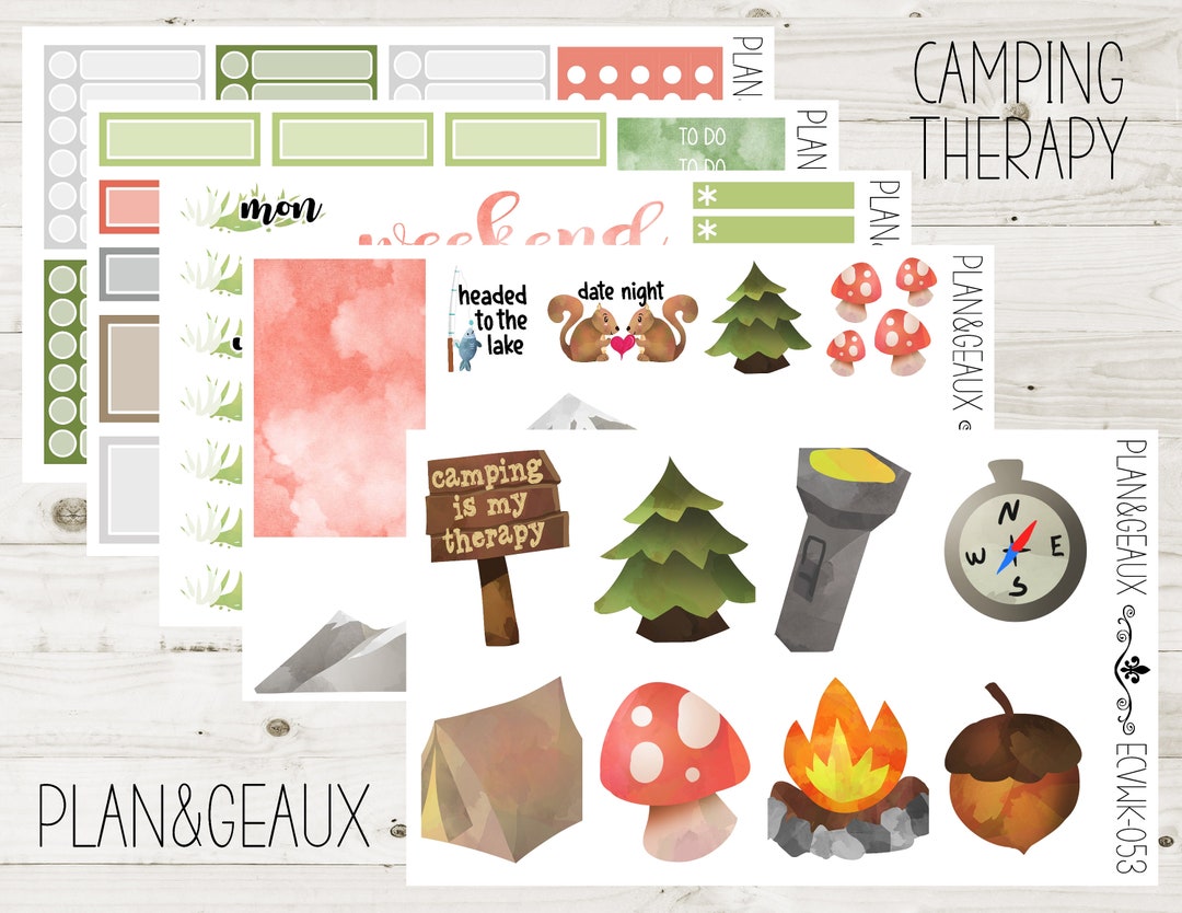 Camping is My Therapy Weekly Kit Planner Stickers, Camping Weekly ...
