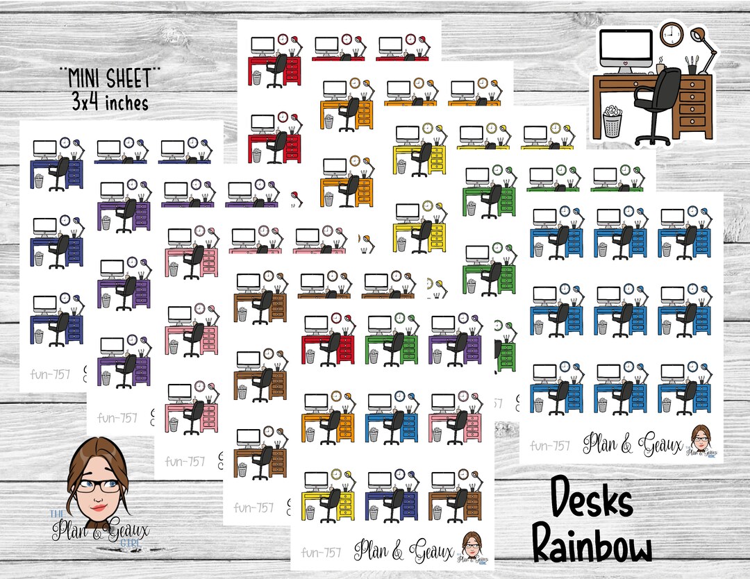 Desks Planner Stickers Rainbow Desks Stickers Desk Stickers Etsy