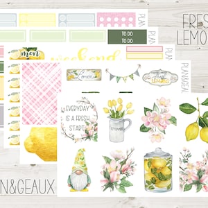 Lemons Weekly Planner Kit, Lemons Planner Stickers, Farmhouse Lemon Stickers, Fresh Fruit Stickers, Week Stickers, Erin Condren, ECV-WK 111