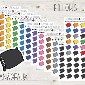 Pillows Stickers, Sleep Tracker Stickers, Bedtime Sticker, Rainbow Colors Bullet Journal, Planner Stickers, FUN-172