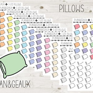 Pillows Stickers, Sleep Tracker Stickers, Bedtime Sticker, Pastel Colors Bullet Journal, Planner Stickers, FUN-172
