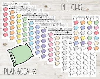Pillows Stickers, Sleep Tracker Stickers, Bedtime Sticker, Pastel Colors Bullet Journal, Planner Stickers, FUN-172