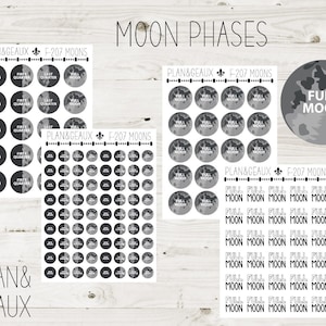 Moon Phases Planner Stickers, Moon Phase Planner Stickers, MINI Sheets, Bullet Journal Stickers, Small Planner Stickers, FUN-207
