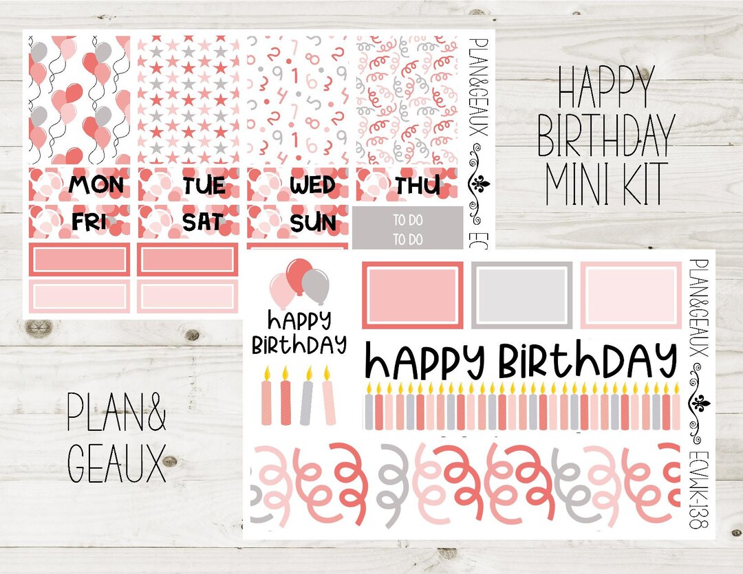 Happy Birthday MINI Weekly Kit Planner Stickers, Birthday Mini Kit ...