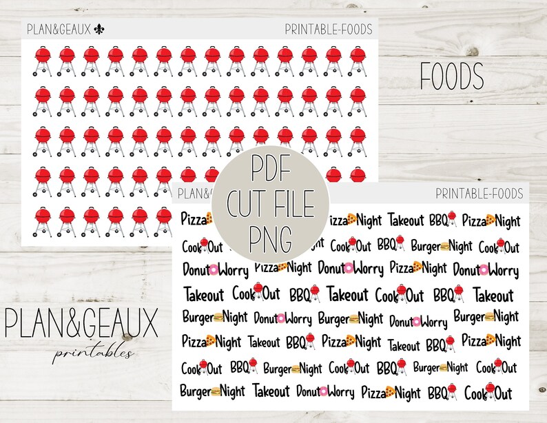 PRINTABLE Planner Stickers Food Planner Stickers Pizza - Etsy