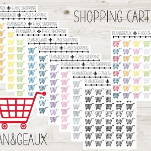 Shopping Cart Planner Stickers, Rainbow Shopping Stickers, Cart Stickers, Rainbow Color Bullet Journal, Planner Stickers, FUN-760