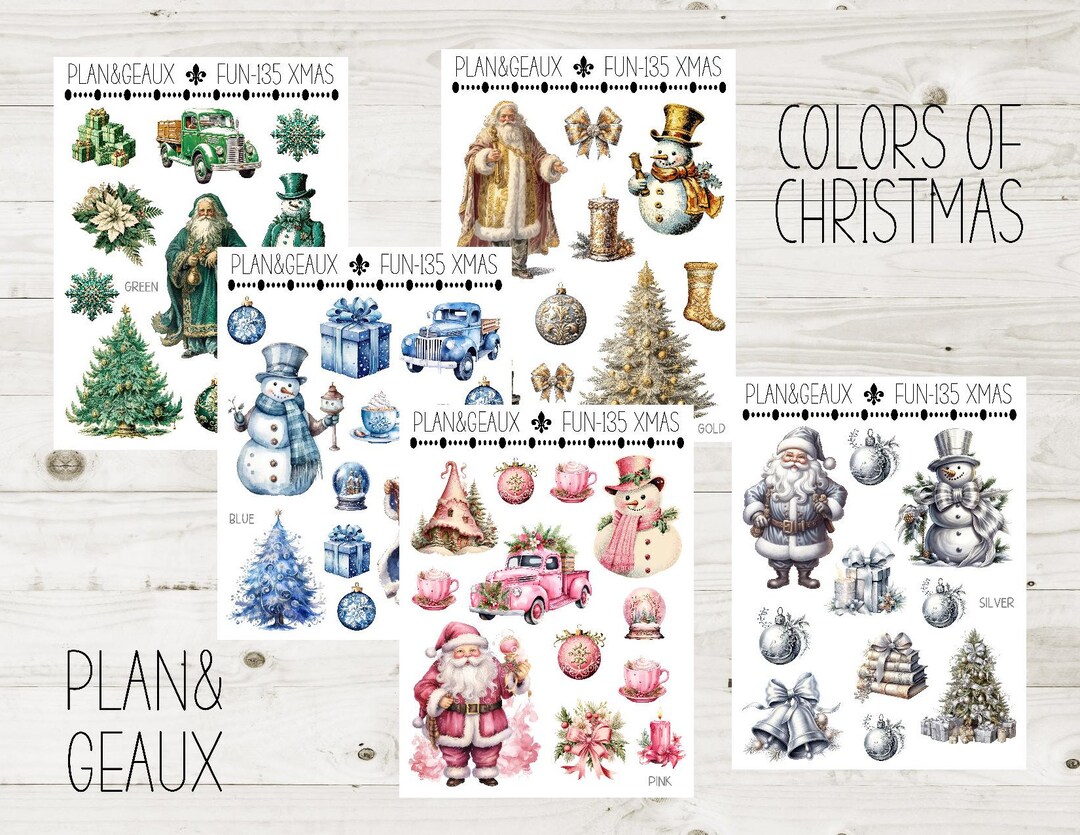 Colors of Christmas Deco Planner Stickers, Christmas Planner Stickers ...