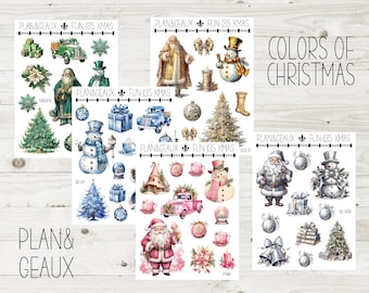 Colores de pegatinas de Christmas Deco Planner, pegatinas de Christmas Planner, pegatinas de Navidad, pegatinas de Happy Planner, Bullet Journal, FUN-135