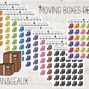 Boxes Stickers, Moving Stickers, Box Sticker, Rainbow Colors, Bullet Journal, Planner Stickers, FUN-814