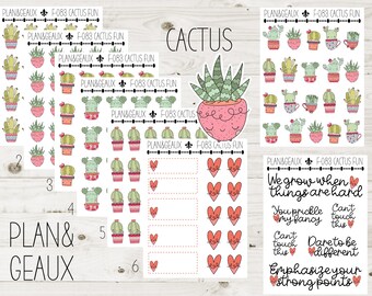 Cactus Planner Stickers, Succulent Stickers, Cactus Quotes Stickers, Cactus Stickers, F-083