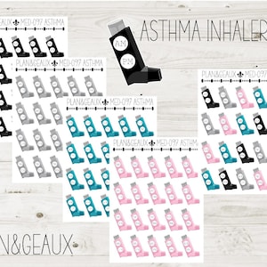 Asthma Inhaler Planner Stickers, Asthma Stickers, Tracker Planner Sticker, Happy Planner Sticker, Bullet Journal, MED-097