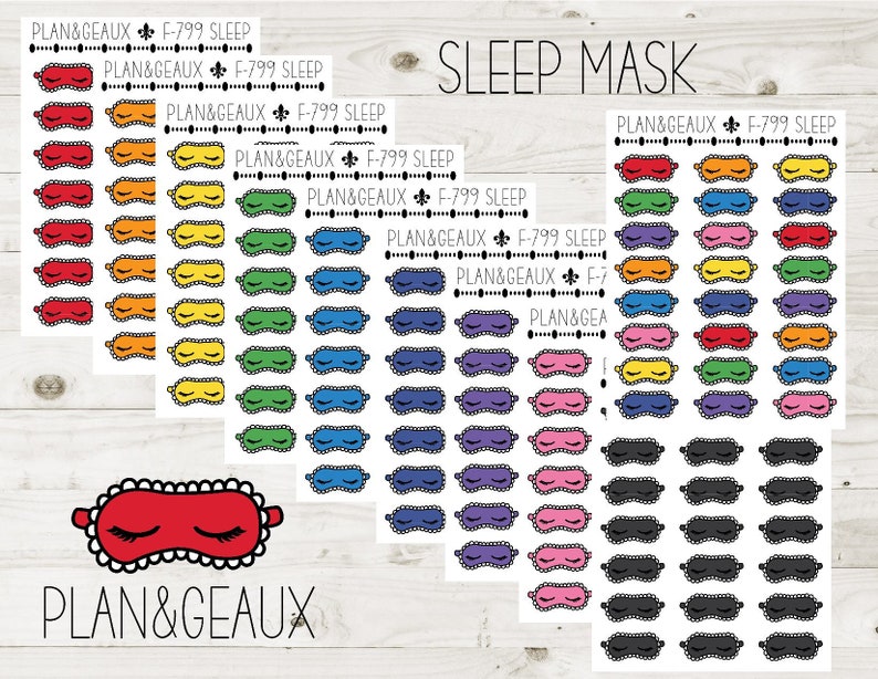 Sleep Mask Planner Stickers, Sleep Tracker Stickers, Nap Sticker, Rainbow Colors Bullet Journal, Planner Stickers, FUN-799 image 1
