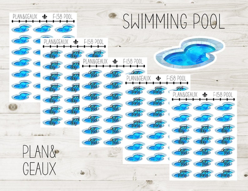 Pool Day Planner Stickers, Pool Party Stickers, Clean Pool, Swimming ...