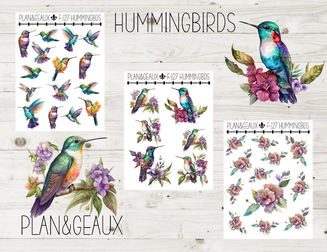 Hummingbirds Planner Sticker Bird Stickers Floral Stickers - Etsy