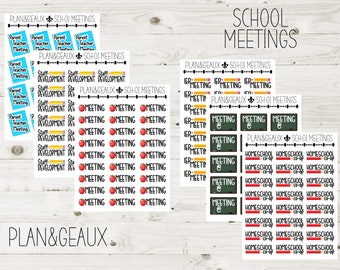 School Meetings, Staff Development Stickers, Homeschool Co-op, IEP Meeting, Conference, MINI Sheets, Happy Planner, MINI School 1