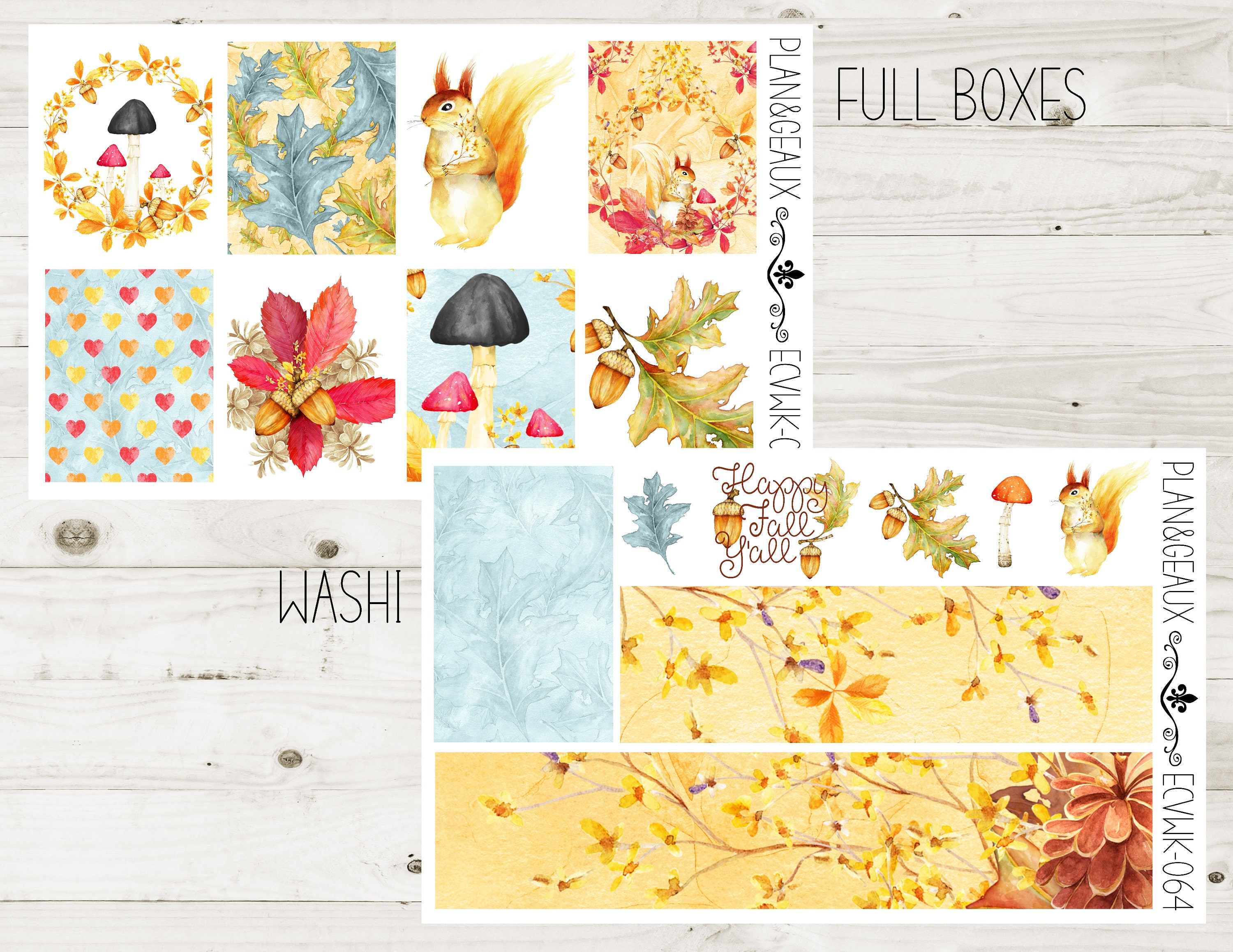 The Squirrels of Fall Weekly Kit Planner Stickers Squirrel - Etsy