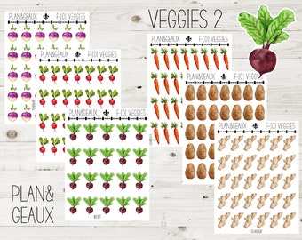 Vegetables Planner Sticker, Turnips, Beets, Radish, Carrot, Potatoes, Ginger Stickers, Veggie Stickers, Farming Stickers,  FUN-101