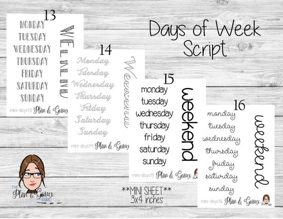 MINI Days of Week Planner Stickers BUJO Stickers Bullet - Etsy