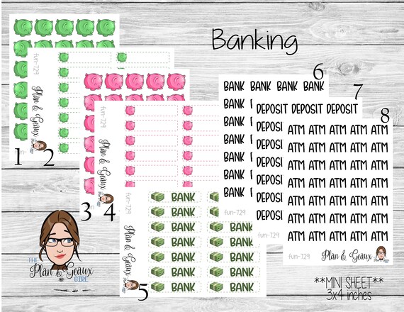 Banking Stickers Piggy Bank Planner Stickers MINI Sheets - Etsy