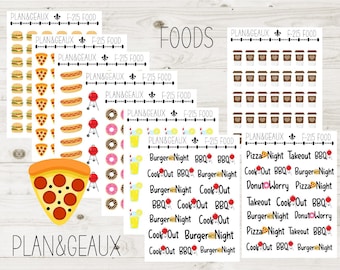 Fast Food Planner Stickers, Pizza, Burgers, Donuts Planner Stickers, BBQ, Coffee Planner Stickers, Bullet Journal, Happy Planner, FUN-215