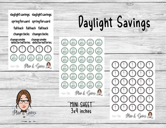 Daylight Savings Time Planner Stickers Time Change Planner | Etsy
