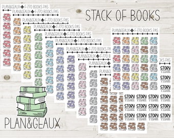 Books Stickers, Reading Stickers, Stack of Books Sticker, Pastel Colors Bullet Journal, Planner Stickers, FUN-770