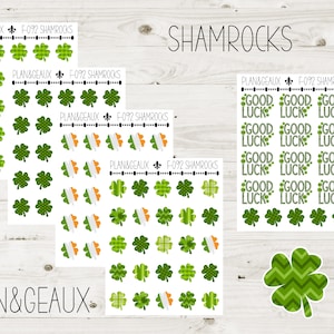 Shamrocks Planner Stickers, St Patricks Day Stickers, Clover Stickers, 4 leaf clover Stickers, F-092